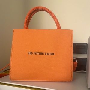 End Systemic Racism ESR Brandon Blackwood Orange Canvas Mini Tote Purse Bag